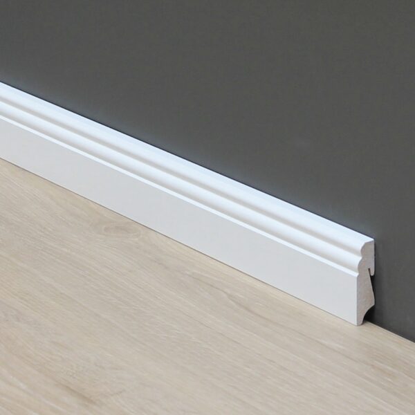 Hvítur MDF listi málaður 19x70